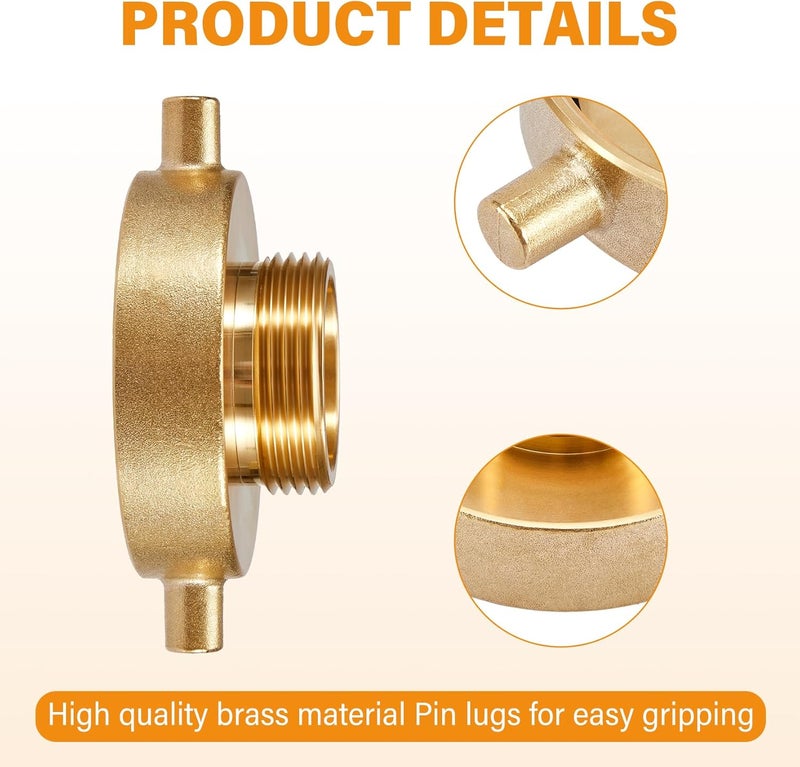 BANG4BUCK محول حريق أنثوي 2-1/2" NST (NH) وذكر 1-1/2" NST (NH) مع دبابيس من النحاس لمعدات الإطفاء - Image 5
